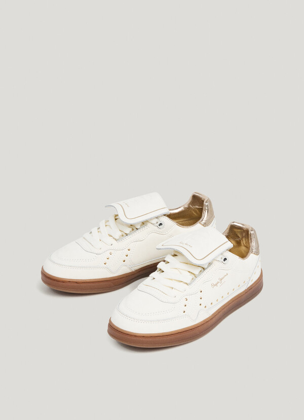 LEATHER TRAINERS WITH STUDS - BALL