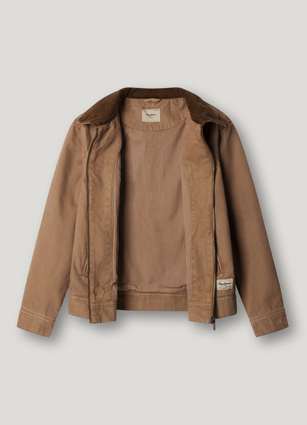 COTTON CANVAS JACKET WITH SHIRT COLLAR