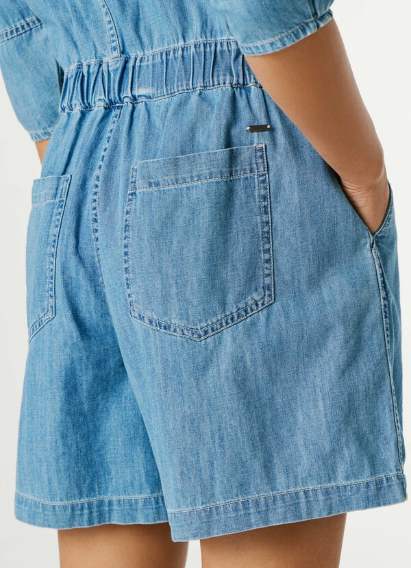 REGULAR FIT DENIM MINI JUMPSUIT
