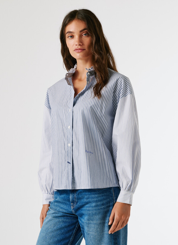 STRIPED POPLIN BLOUSE