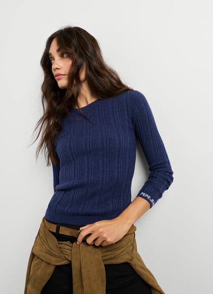 CREW NECK RIBBED JUMPER