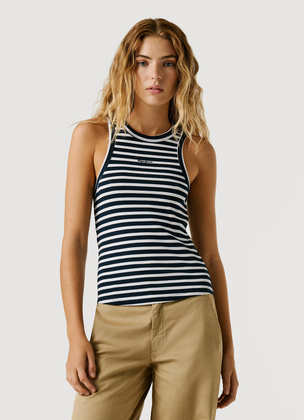 STRIPED RIBBED TOP