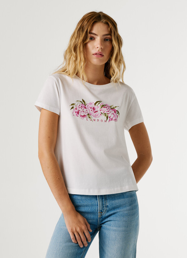 PRINTED FLORAL LOGO T-SHIRT