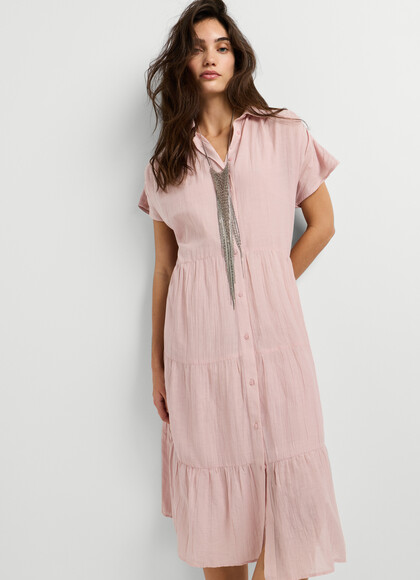 SHIRT COLLAR MIDI DRESS
