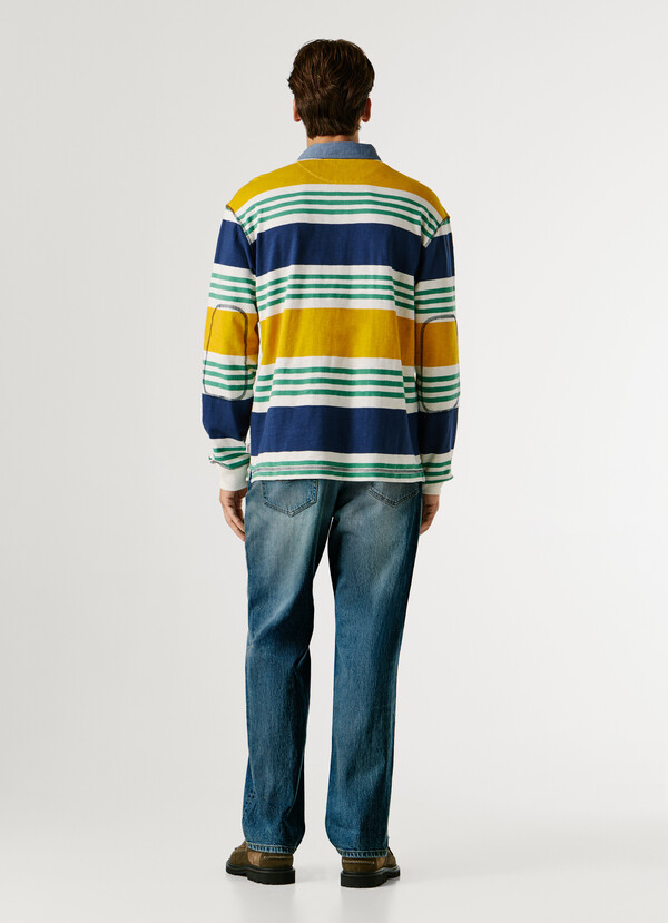 RUGBY STRIPED LONG SLEEVE POLO