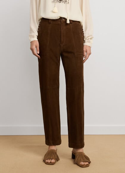 STRAIGHT FIT SUEDE TROUSERS