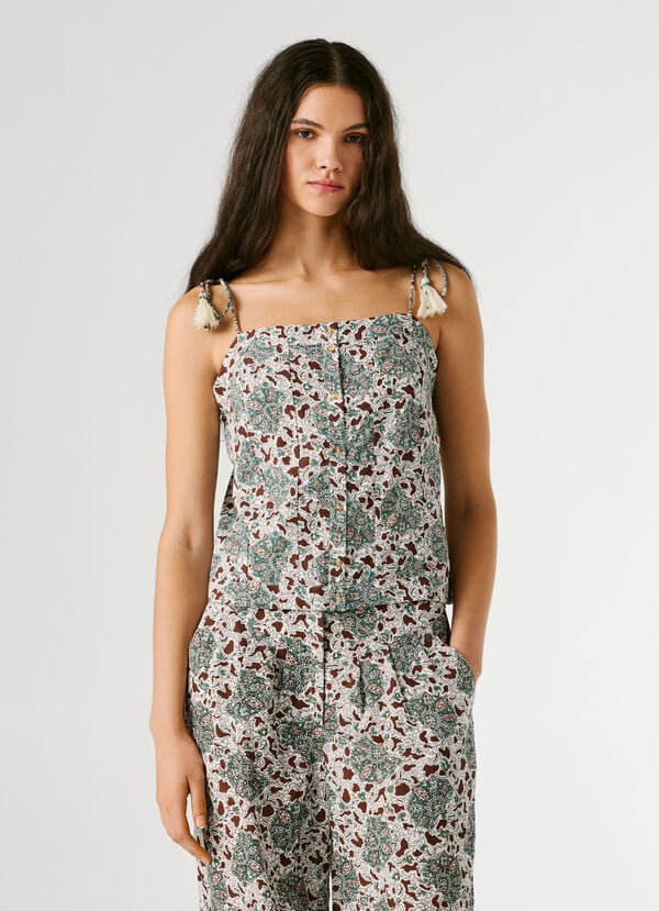 FLORAL PRINT STRAPPY TOP