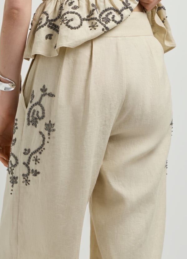 WIDE LEG LINEN TROUSERS