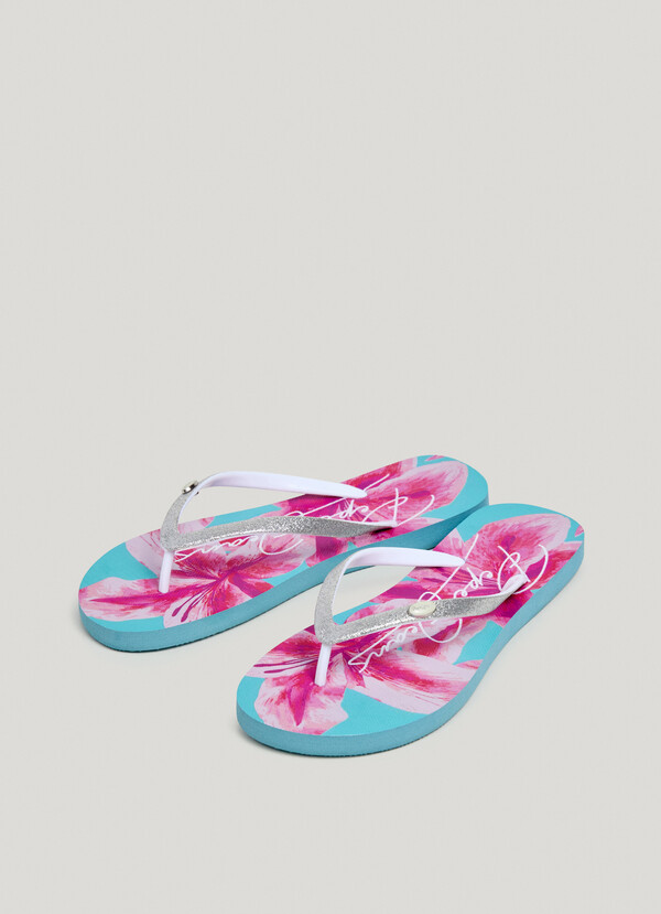 FLORAL PRINT BEACH FLIP FLOPS