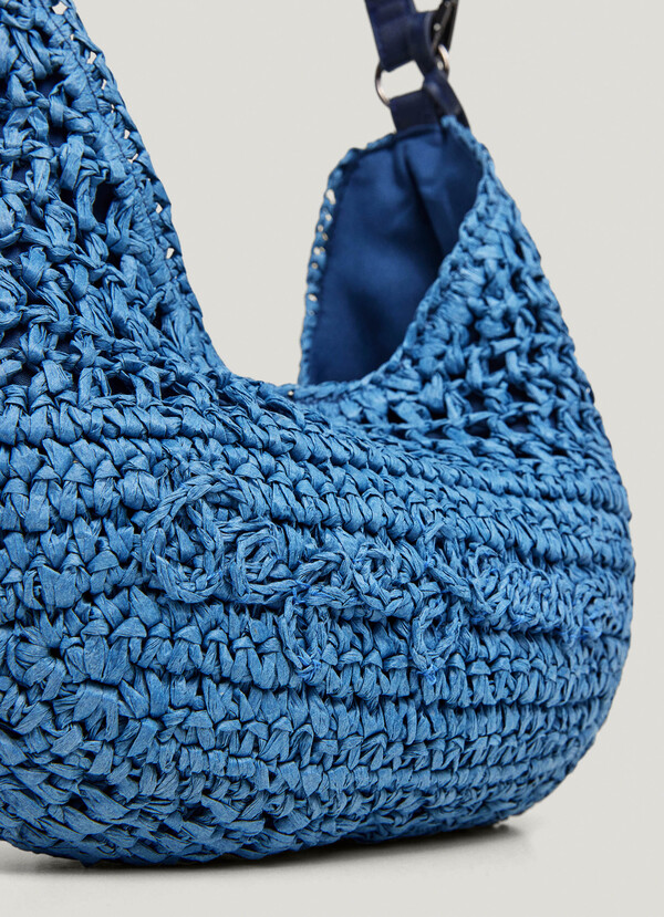Crescent-Shaped Raffia Handbag