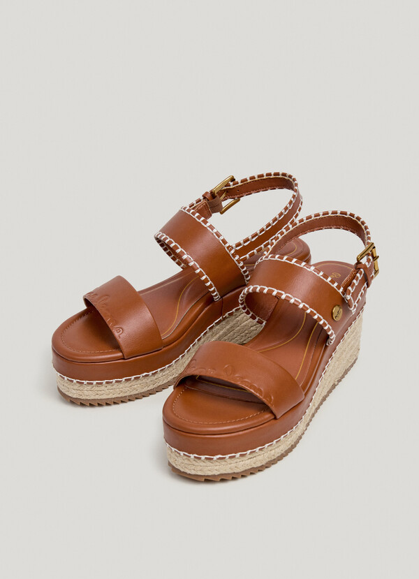 WEDGE SANDALS WITH BUCKLE CLOSURE