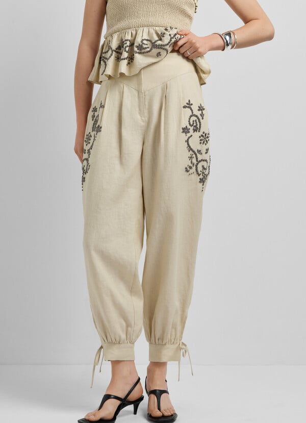 WIDE LEG LINEN TROUSERS