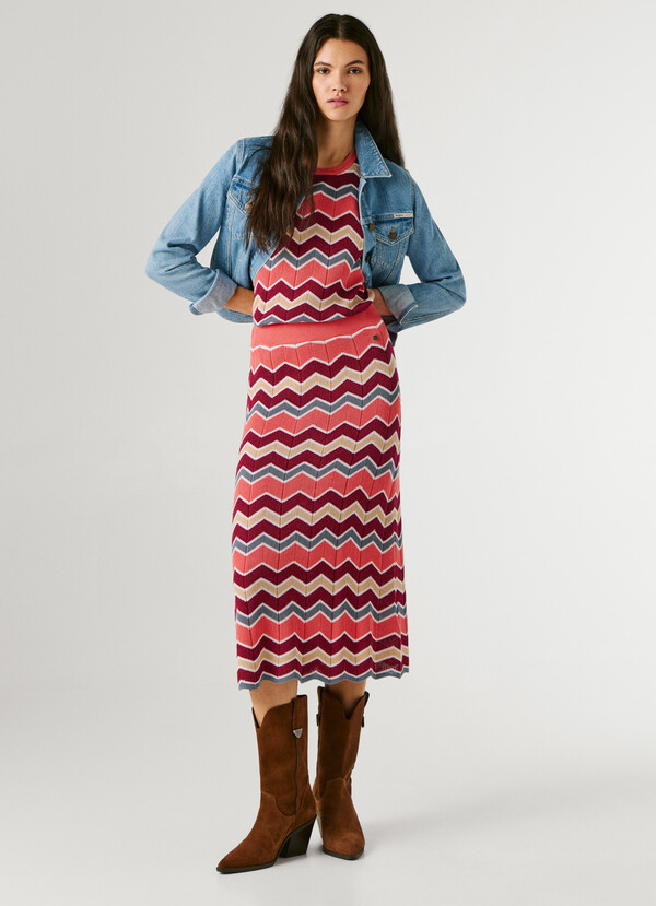 ZIGZAG STRIPED MAXI SKIRT