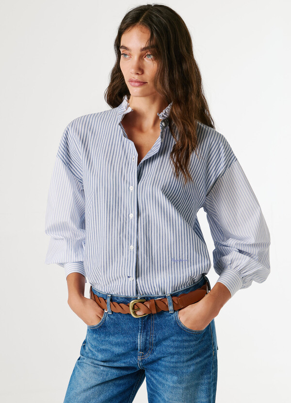 STRIPED POPLIN BLOUSE
