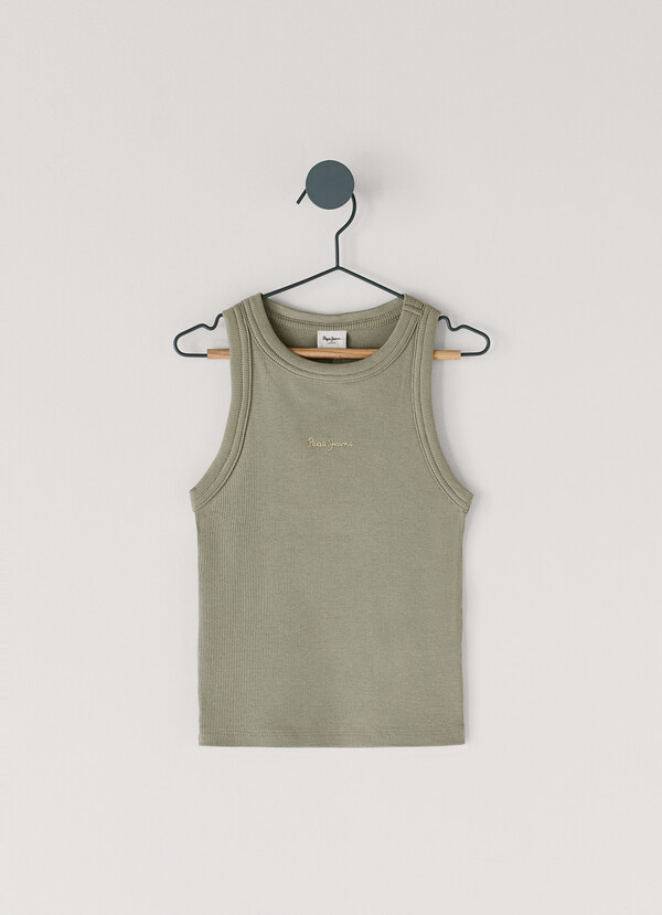 RIBBED LOGO PRINT T-SHIRT