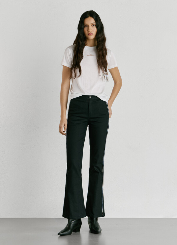 FLARE FIT TWILL TROUSERS