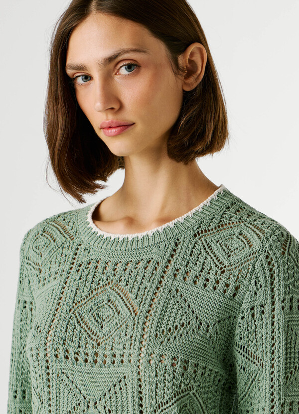 CREW NECK OPENWORK JUMPER