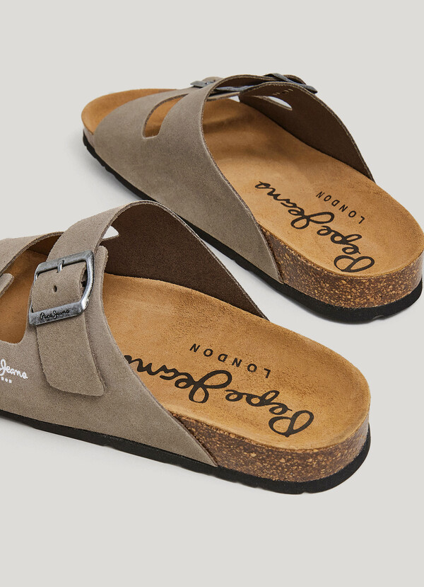 SUEDE SANDALS WITH DOUBLE BUCKLE