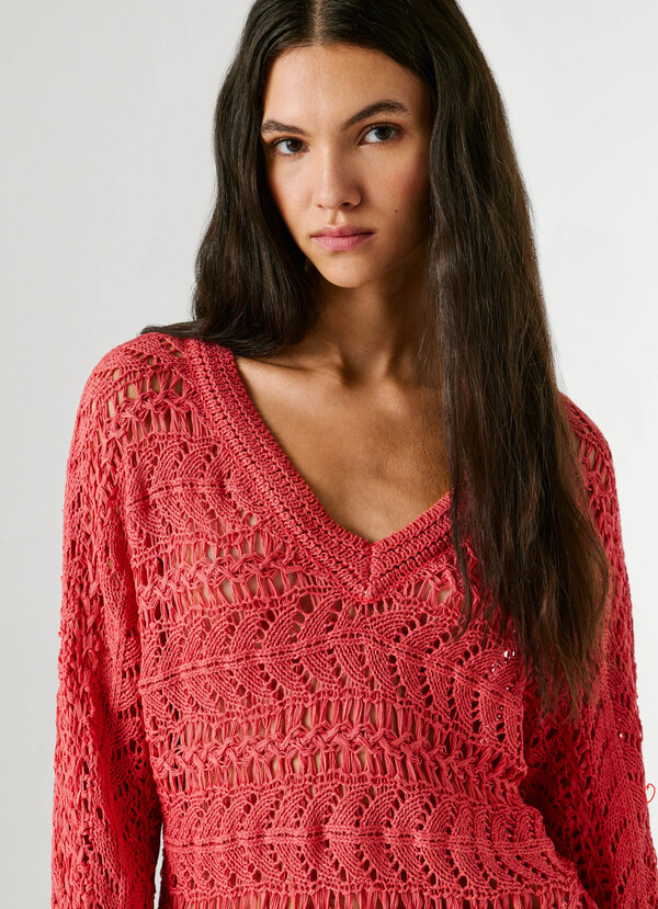 V-NECK OPENWORK JUMPER
