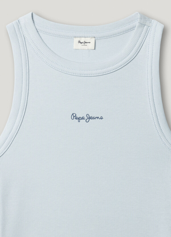 RIBBED LOGO PRINT T-SHIRT