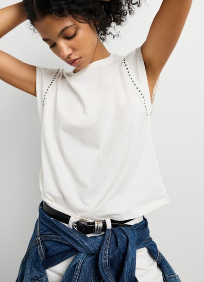 T-SHIRT WITH STUD DETAIL