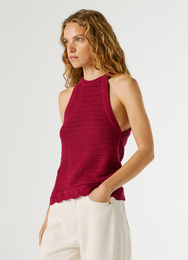 CROCHET HALTER NECK TOP