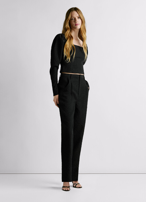 STRAIGHT JACQUARD TROUSERS