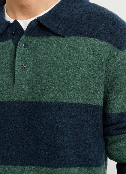 REGULAR FIT BOUCL&Eacute; POLO COLLAR JUMPER