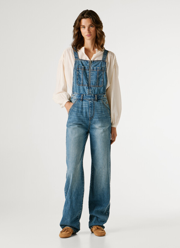 REGULAR FIT DENIM MAXI DUNGAREES