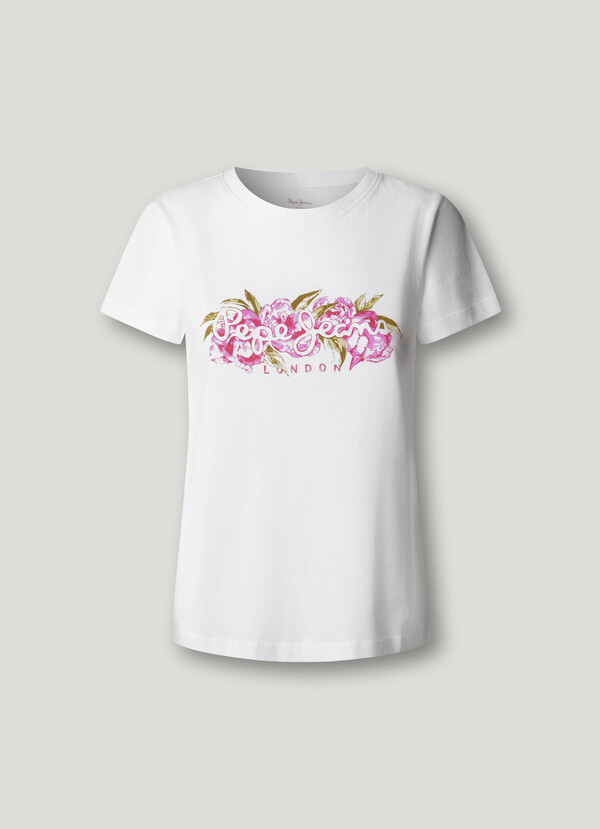 PRINTED FLORAL LOGO T-SHIRT