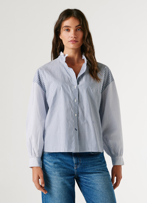 STRIPED POPLIN BLOUSE
