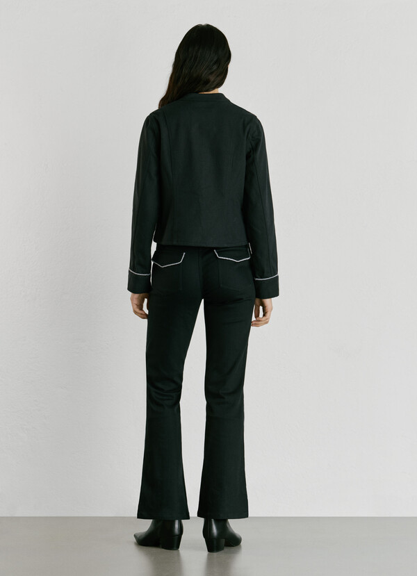 TWILL JACKET WITH MAO COLLAR