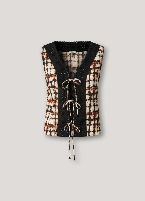 SLEEVELESS IKAT PRINT BLOUSE