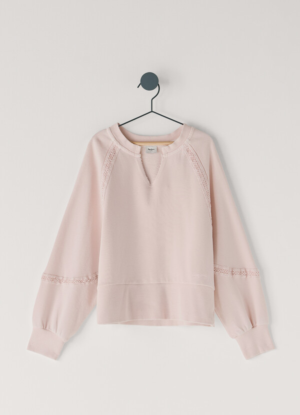 CREW NECK SWEATSHIRT WITH LACE