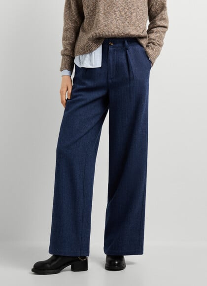 STRAIGHT FIT HERRINGBONE TROUSERS