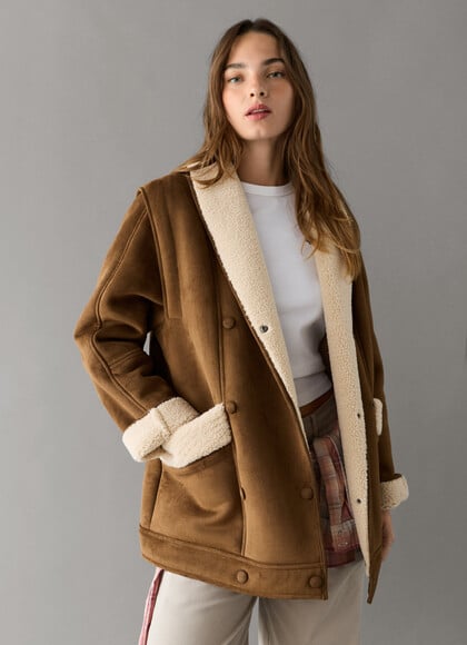 CROSSED FAUX SUEDE JACKET