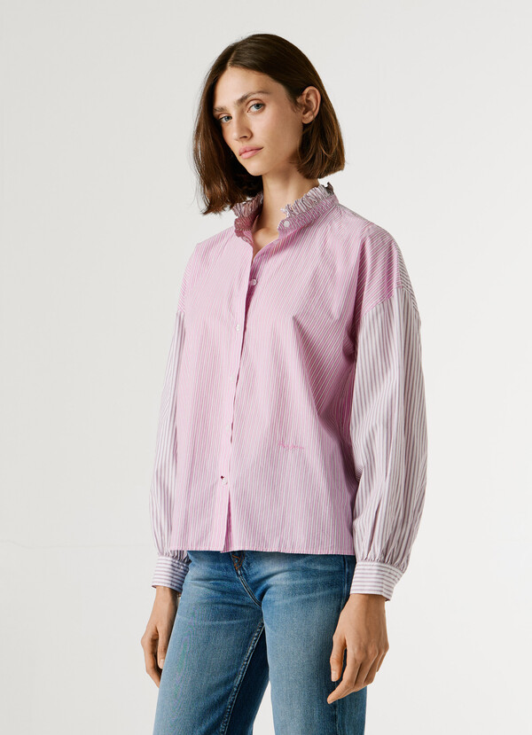 STRIPED POPLIN BLOUSE