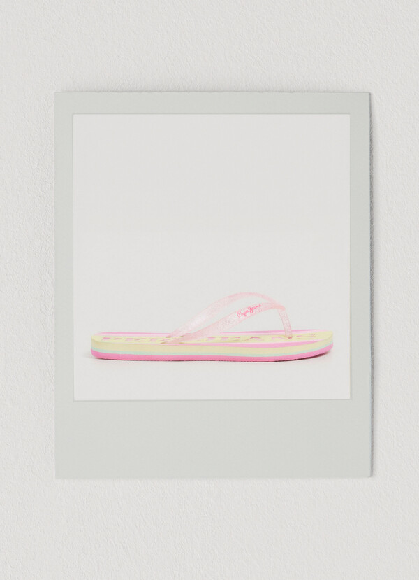 THREE-POINT BEACH FLIP FLOPS WITH GLITTER DETAILS