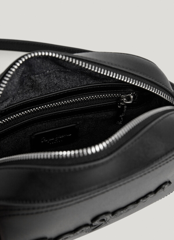 LEATHER EFFECT SHOULDER BAG WITH LOGO