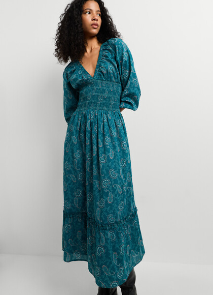 PAISLEY PRINT MIDI DRESS