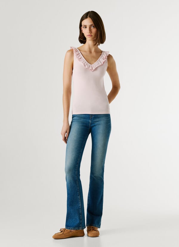 V-NECK RIBBED TOP