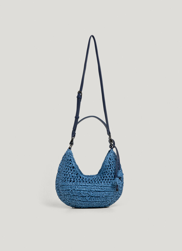 Crescent-Shaped Raffia Handbag