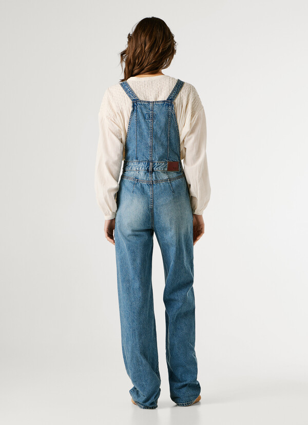 REGULAR FIT DENIM MAXI DUNGAREES