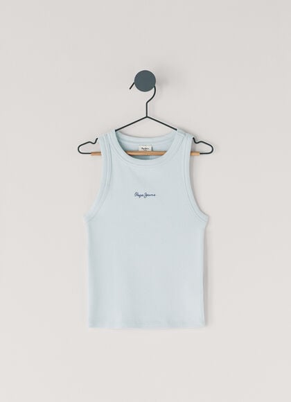 RIBBED LOGO PRINT T-SHIRT