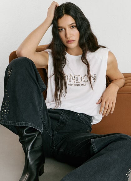 T-SHIRT WITH STUD DETAIL