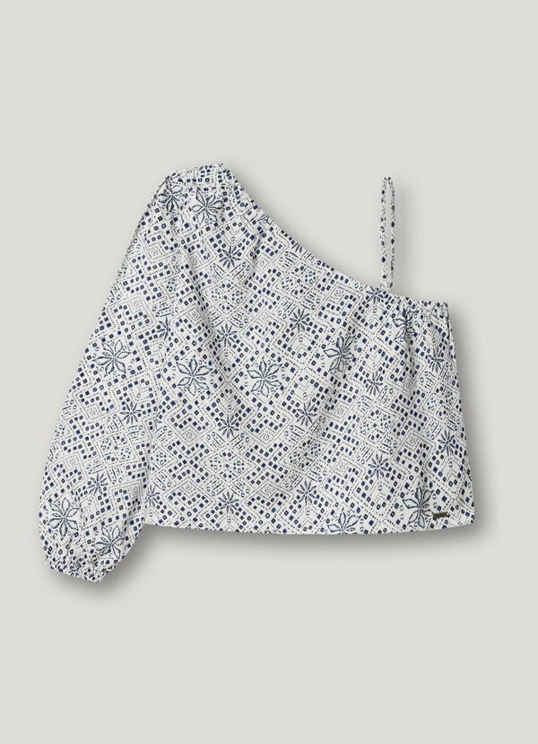 ASYMMETRIC FLORAL PRINT BLOUSE