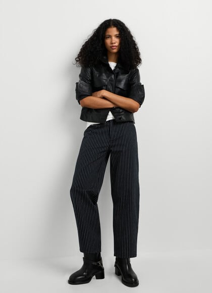 PINSTRIPE STRAIGHT TROUSERS