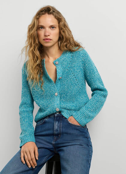 MOULINE KNIT BUTTON-UP CARDIGAN