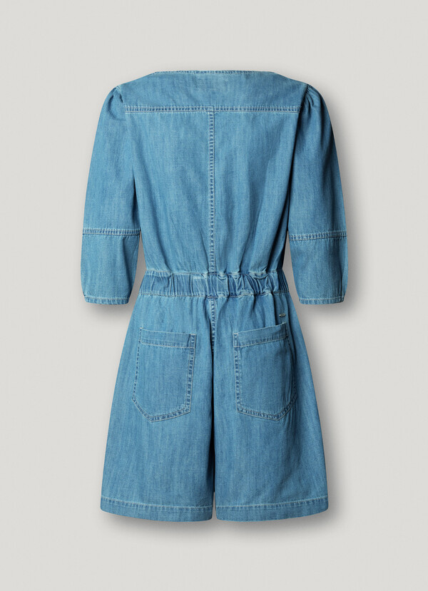 REGULAR FIT DENIM MINI JUMPSUIT