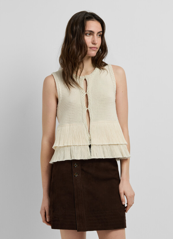 CROCHET WAISTCOAT WITH FRINGES